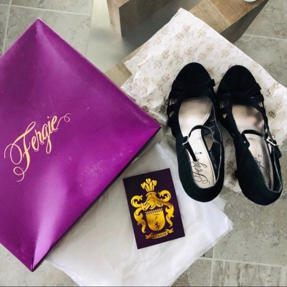 Fergie Suede Strappy Mary Jane Pumps in Black, Size 10 EXCELLENT! - Picture 10 of 14